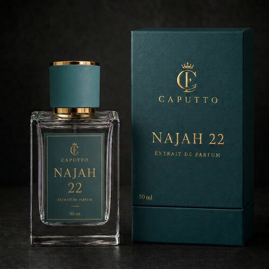 Frasco e caixa do perfume NAJAH 22 da CAPUTTO